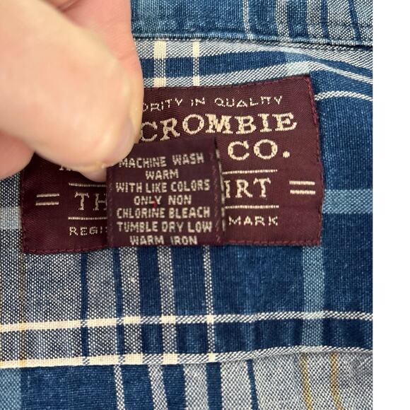 Abercrombie & Fitch THE BIG SHIRT Plaid Blue Button Down Long Sleeve Shirt Sz LG - Picture 4 of 12